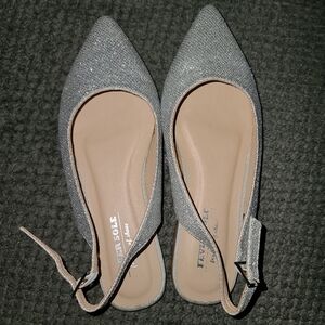 Fever Sole Silver Glitter Flats Size 6.5 Women's